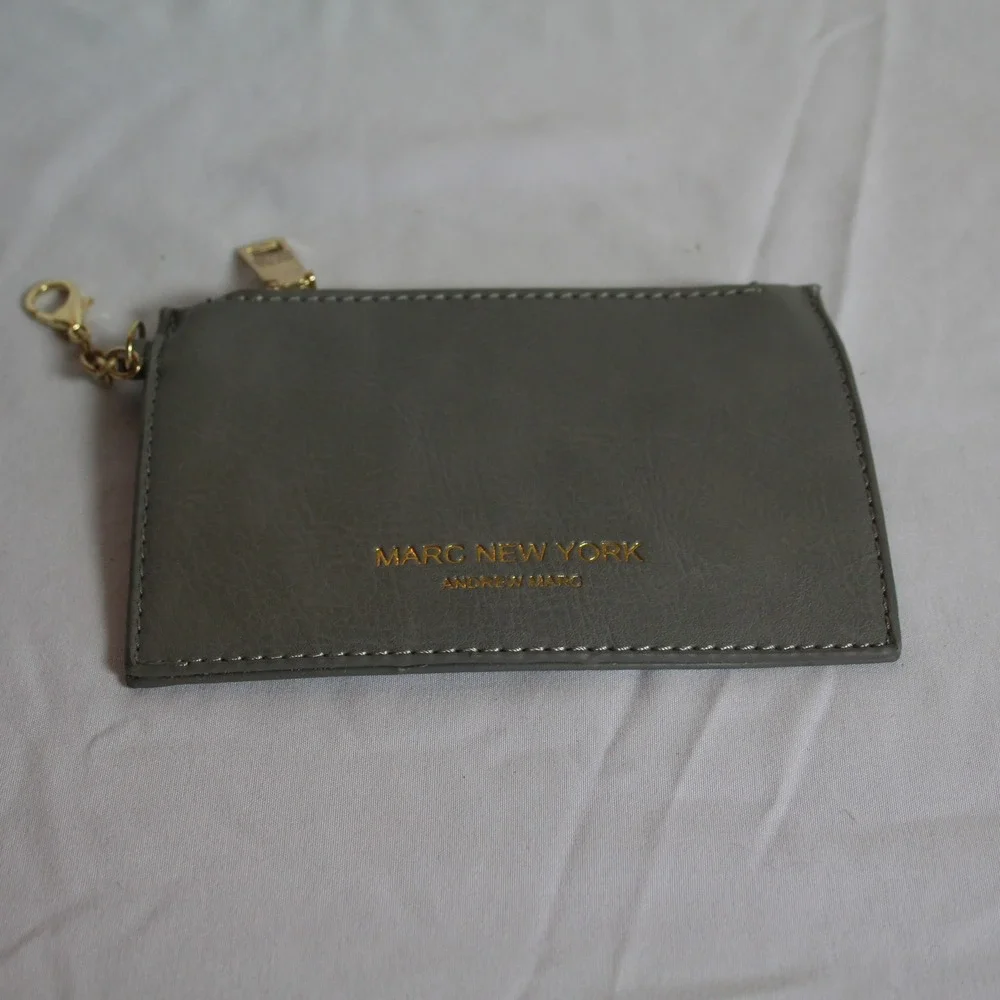 Marc New York Card Holder Wallet Keychain - Gray‎ Small Zip Around Coin Purse